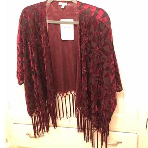 Velvet Red Shawl with arm holes